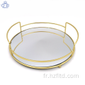 Plateau rond en métal avec base miroir